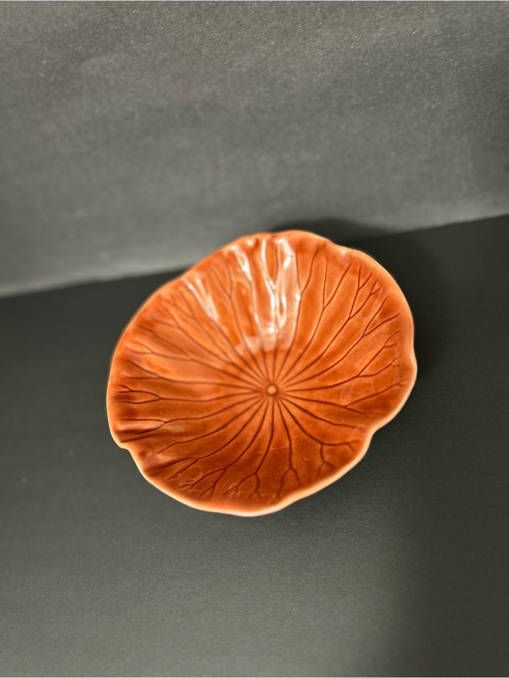 Handcrafted Lotus-Leaf Ceramic Accent Bowl in Terracotta